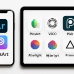 Kolase ikon aplikasi edit foto populer di ponsel dan tablet, 2025