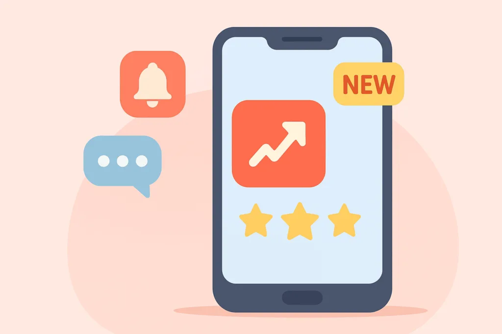 Smartphone menampilkan notifikasi aplikasi trending dan fitur populer